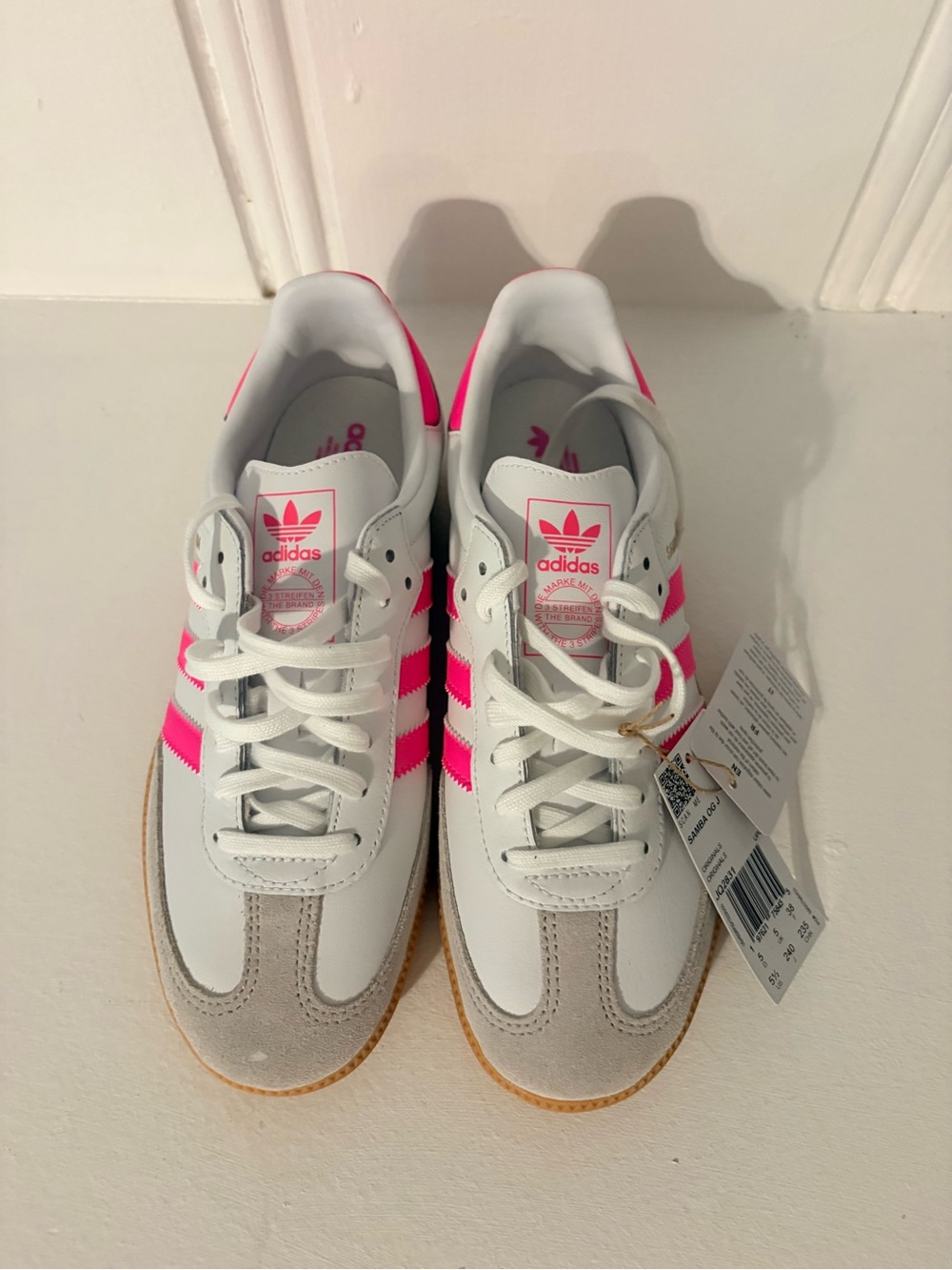 adidas women’s White & Pink Retro Runner Sneakers